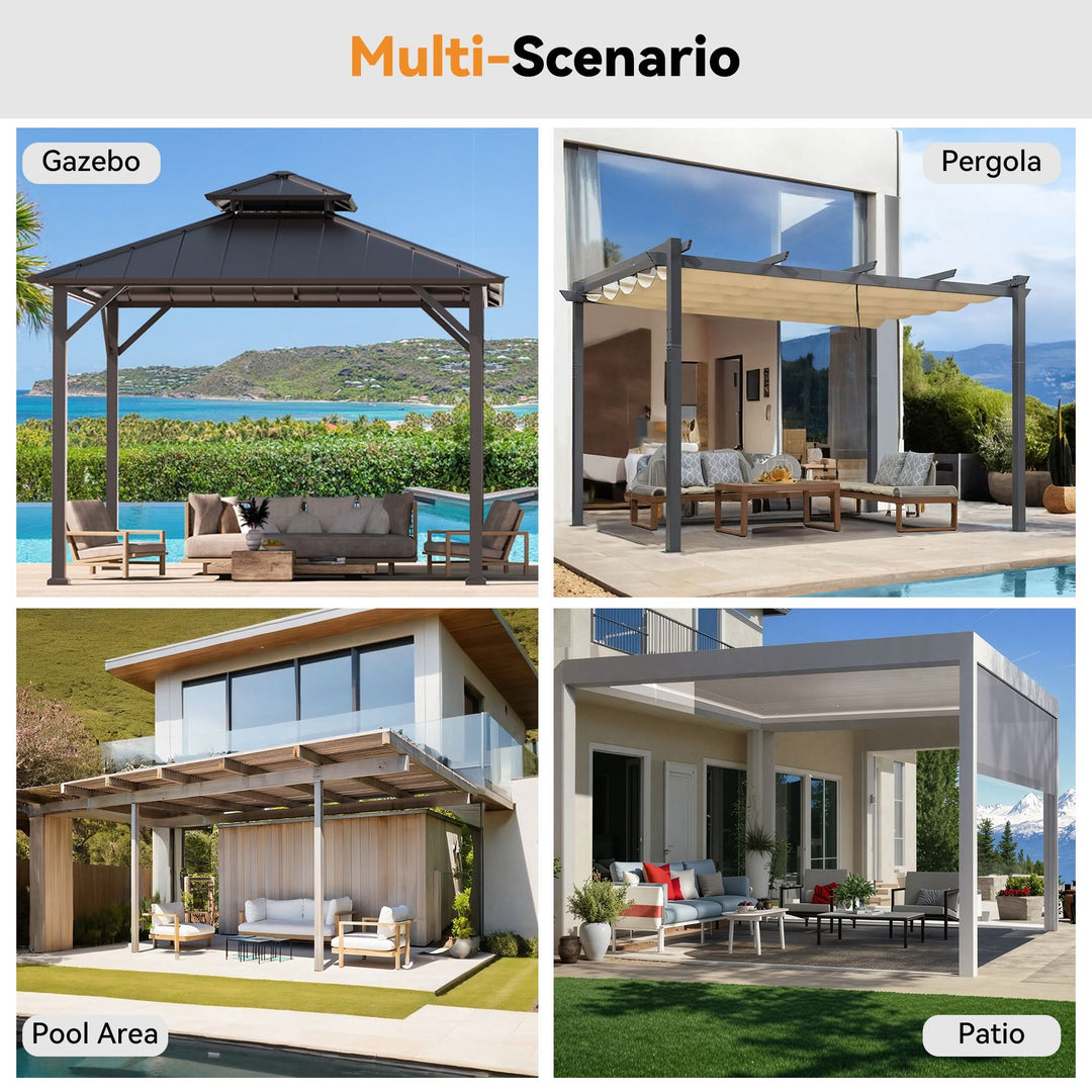 12'x14' Moskitonetz für Pavillon mit Zwei-Wege-Reißverschluss