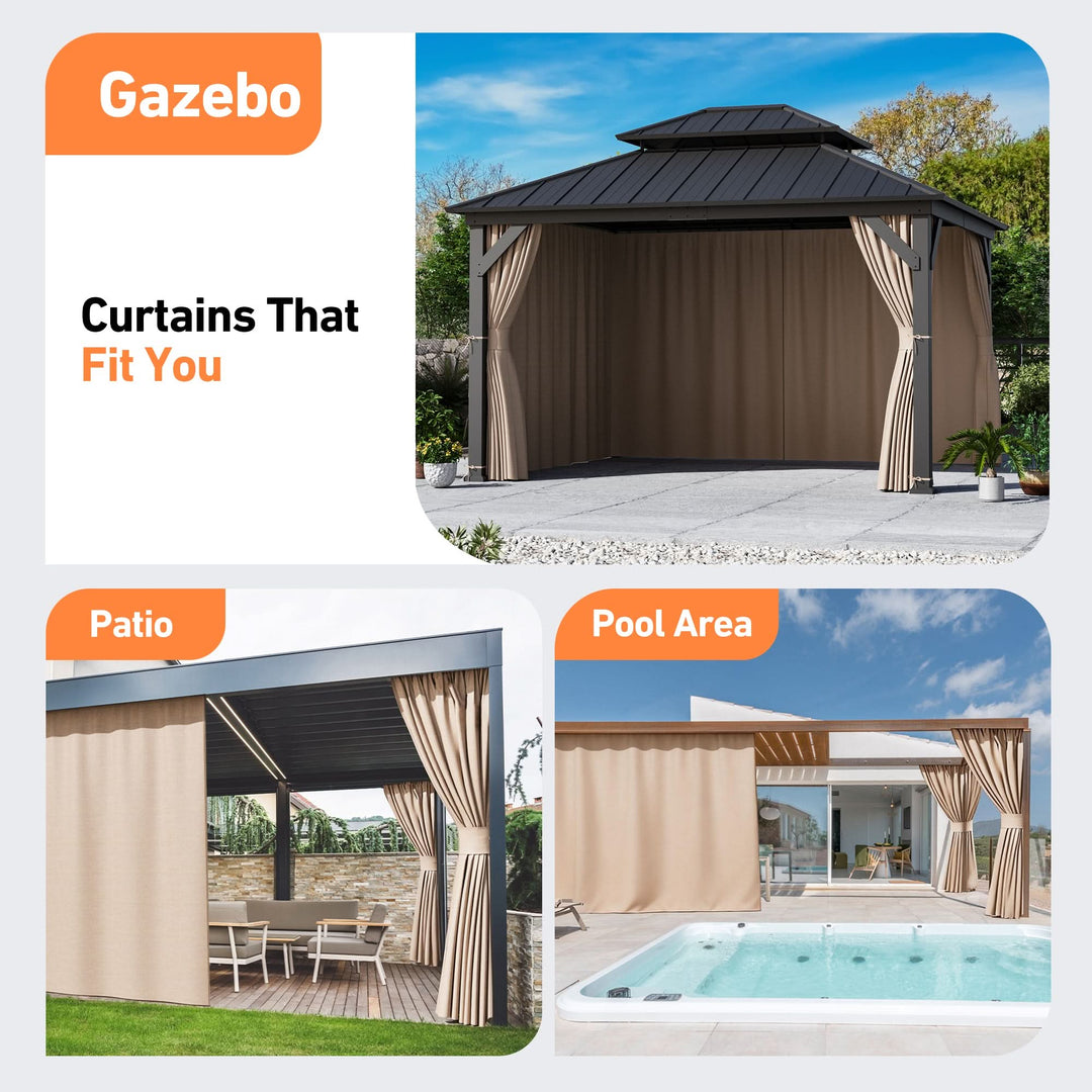 Yarn-dyed 11'x13' Privacy Curtain for Gazebo with Zipper