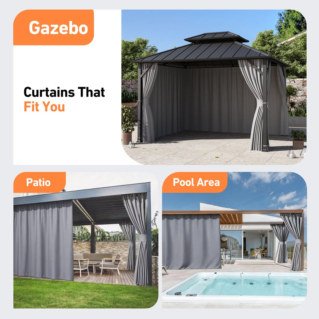 Yarn-dyed 10'x12' Privacy Curtain for Gazebo with Zipper