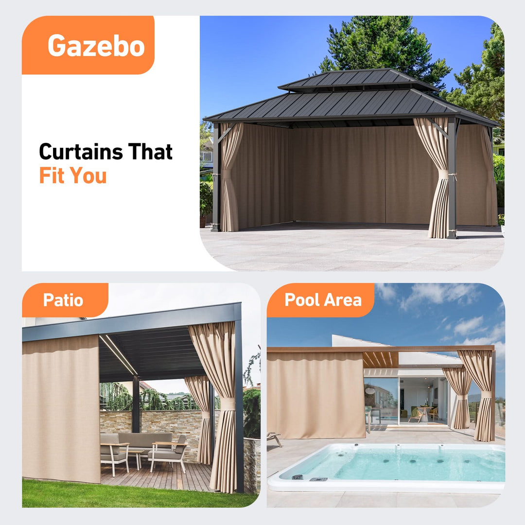 Yarn-dyed 12'x16' Privacy Curtain for Gazebo with Zipper