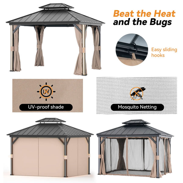 10'x12' Aluminium-Ganzjahres-Pavillon mit festem Dach