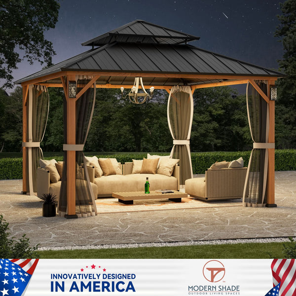 12'x12' Horizon Metallpavillon mit festem Dach