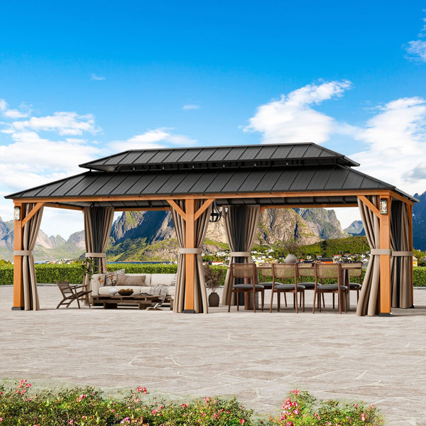 3,6x7,3m The Horizon Metallpavillon mit festem Dach