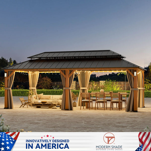 3,6x7,3m The Horizon Metallpavillon mit festem Dach