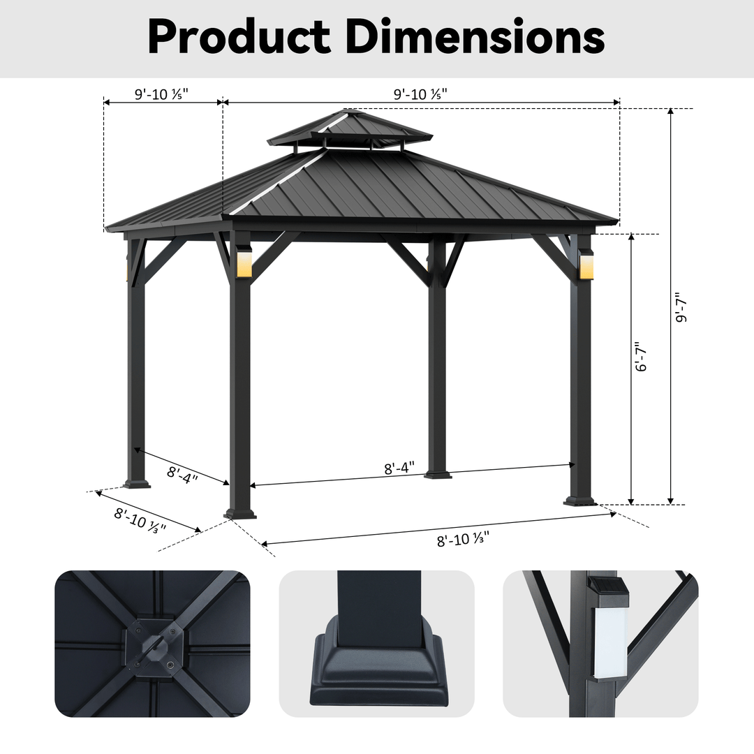 10'x10' The Horizon Metall-Hardtop-Gartenpavillon