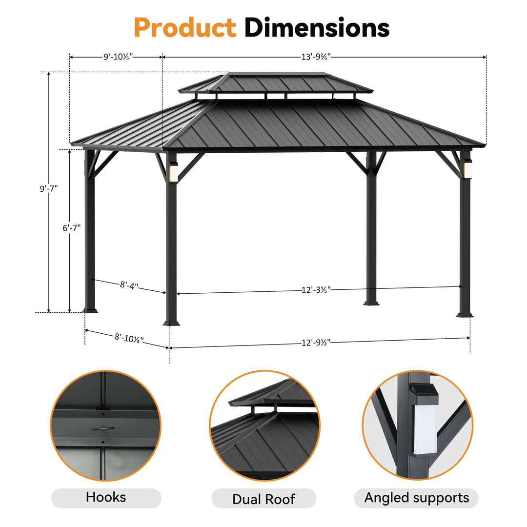 10'x14' The Horizon Metall-Hardtop-Gartenpavillon