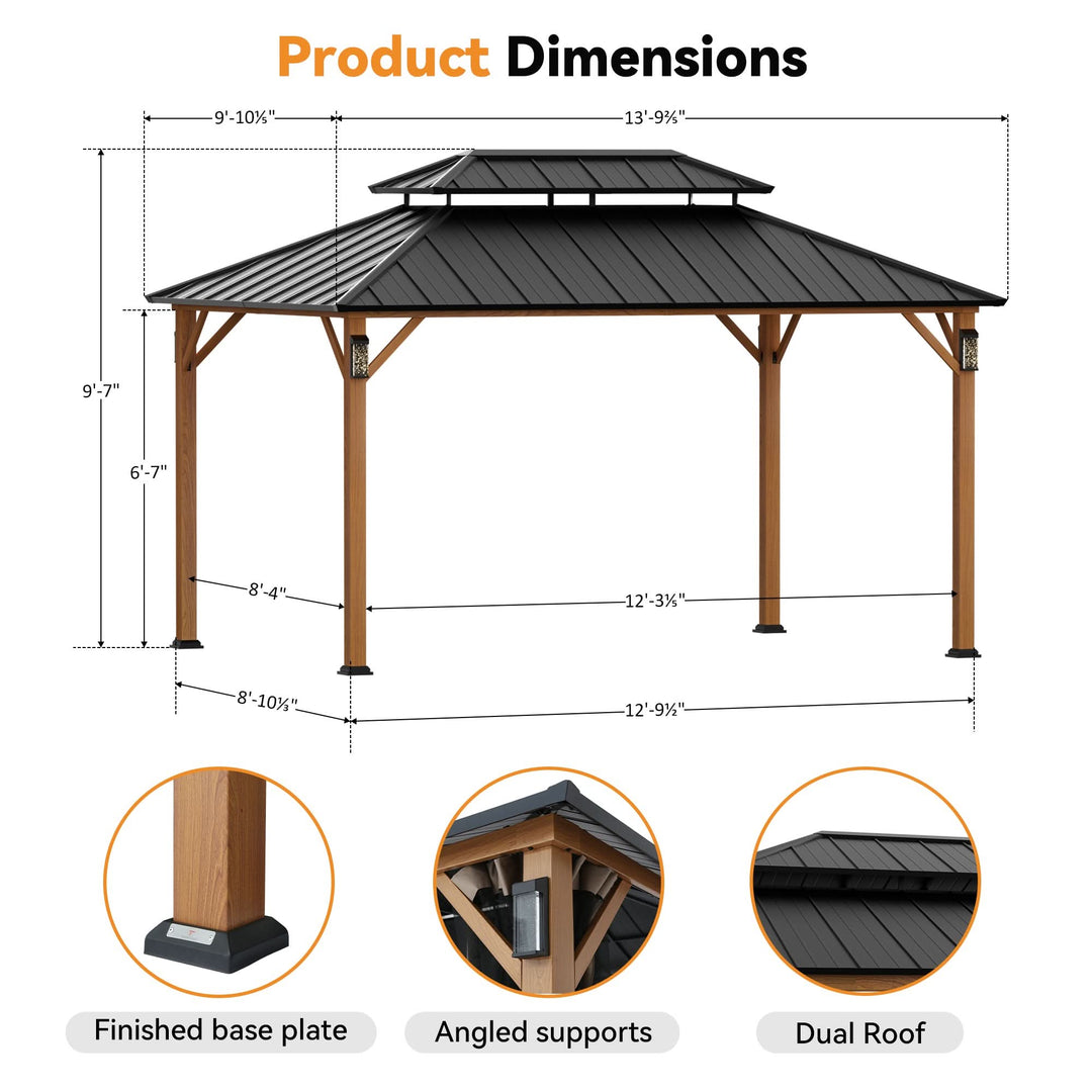 10'x14' The Horizon Metall-Hardtop-Gartenpavillon