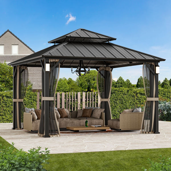 12'x12' Horizon Metallpavillon mit festem Dach