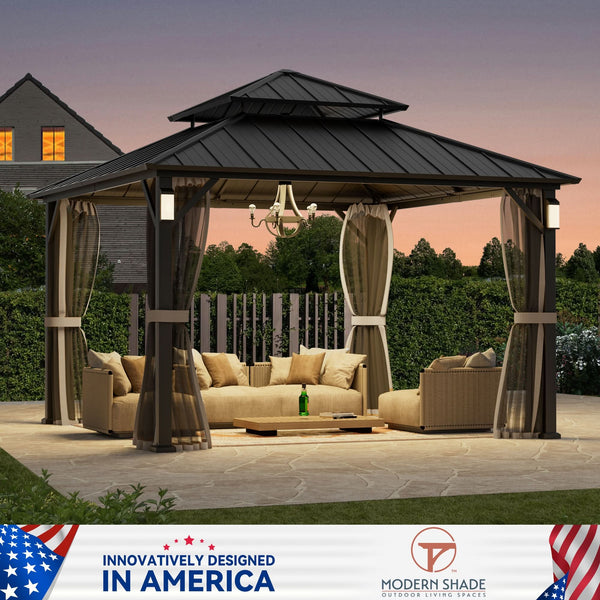 12'x12' Horizon Metallpavillon mit festem Dach