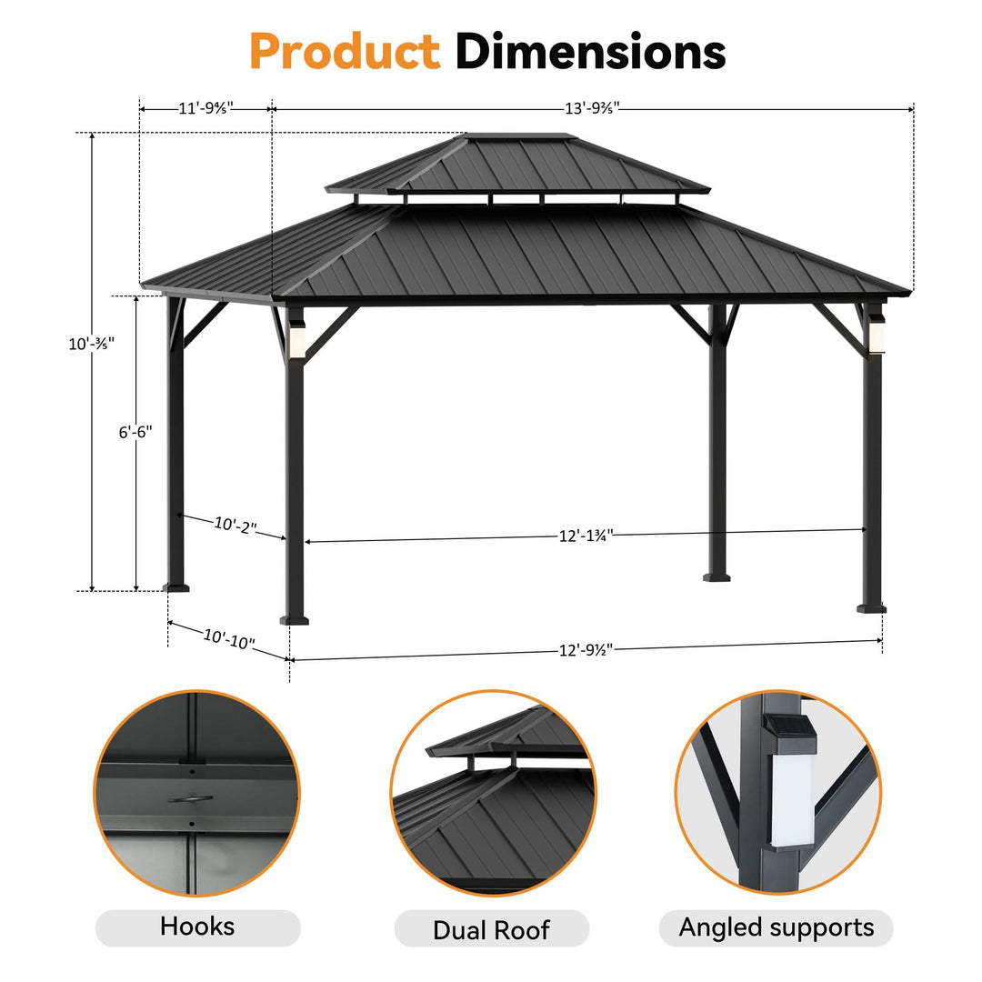 12'x14' The Horizon Metall-Hardtop-Pavillon