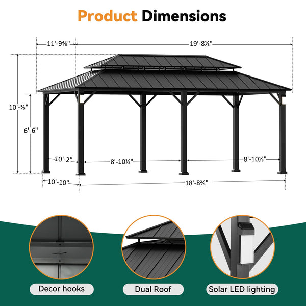 12'x20' The Horizon Metall-Hardtop-Pavillon