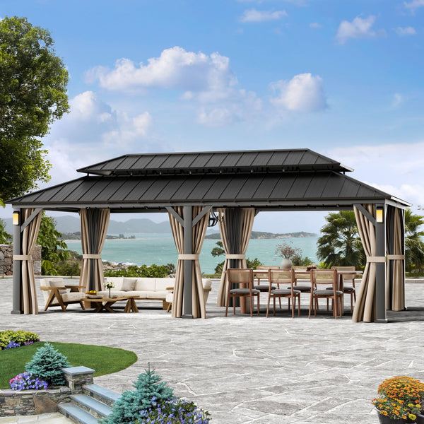 3,6x7,3m The Horizon Metallpavillon mit festem Dach