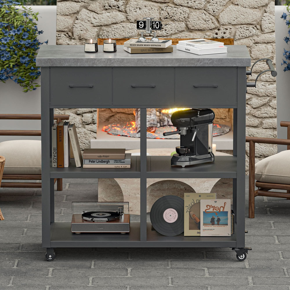 Grillwagen mit Arbeitsplatte in Marmoroptik
