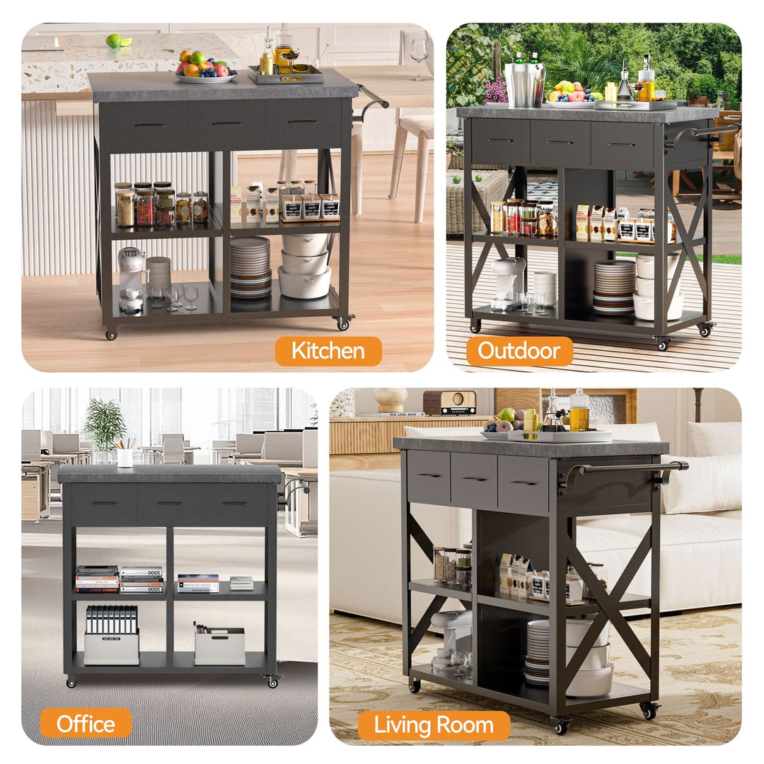 Grillwagen mit Arbeitsplatte in Marmoroptik