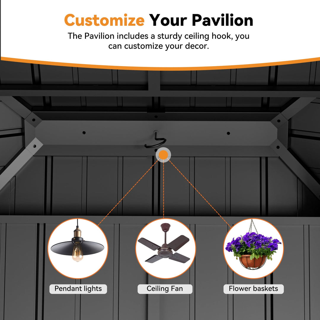 6'x8' Aluminium Grill Hardtop Pavillon