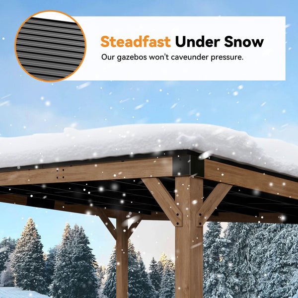 12'x16' Supreme Cedar Hardtop Gazebo mit Schrägdach