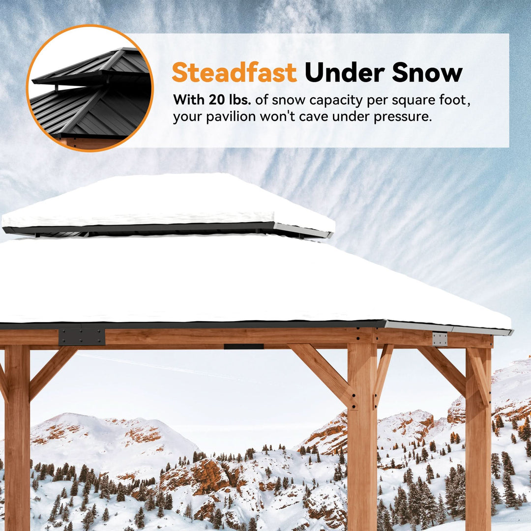10'x12' Rosewood Cedar Hardtop Gazebo