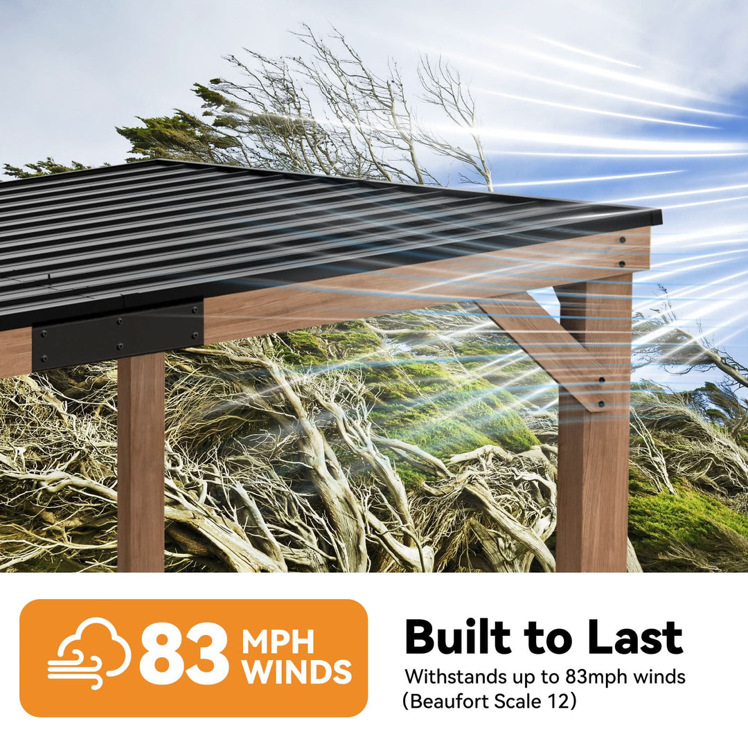 10'x12' Supreme Zedern-Hardtop-Pavillon mit schrägem Dach