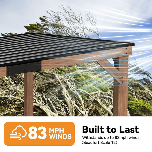 10'x12' Supreme Zedern-Hardtop-Pavillon mit schrägem Dach