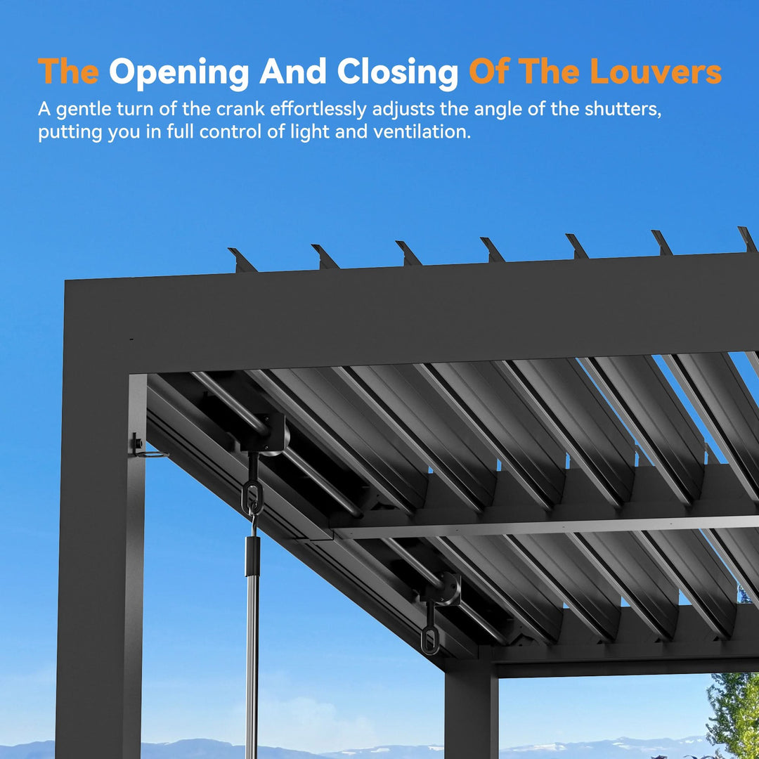10'x20' Aurora Metall-Pergola mit verstellbaren Lamellen