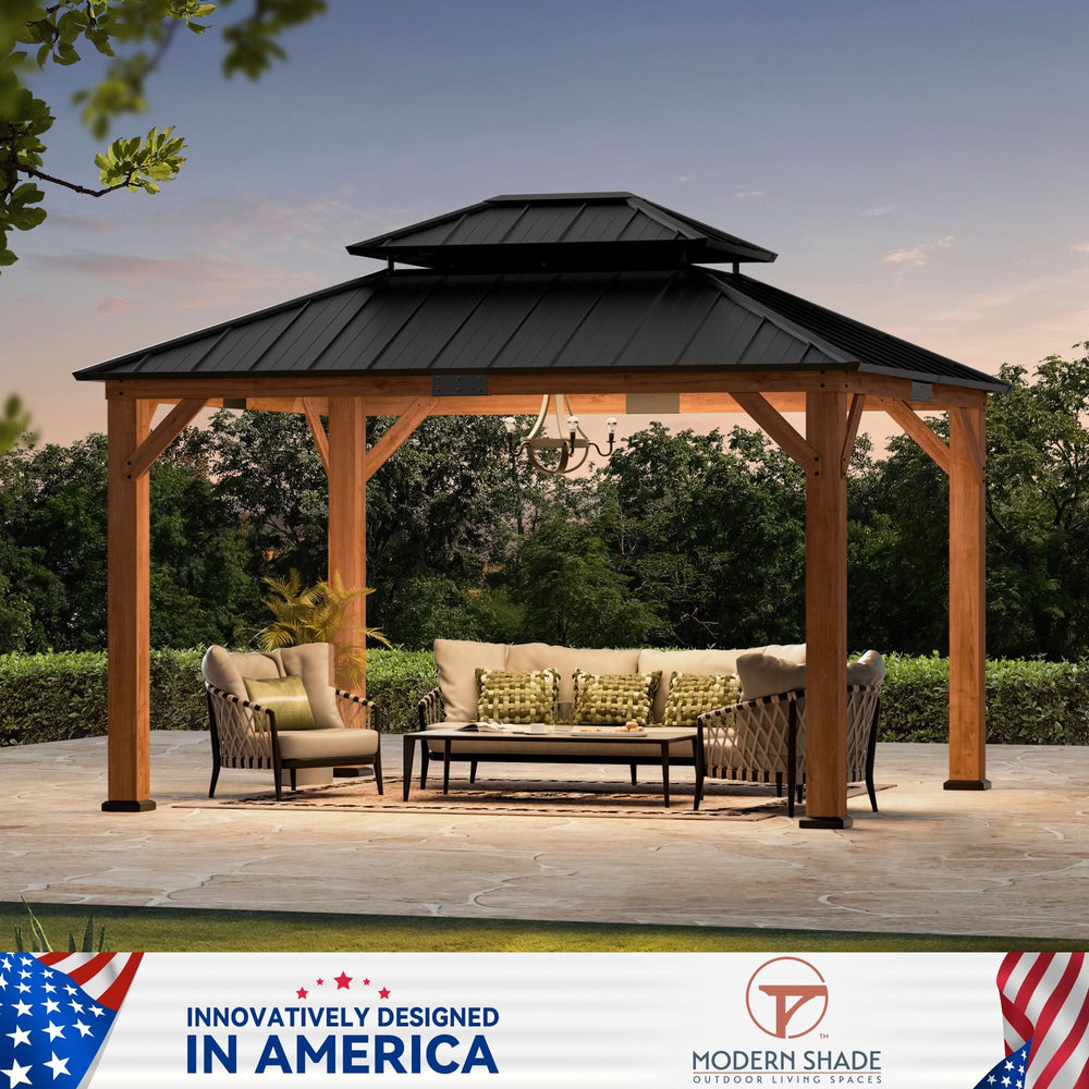 10'x12' Rosewood Cedar Hardtop Gazebo