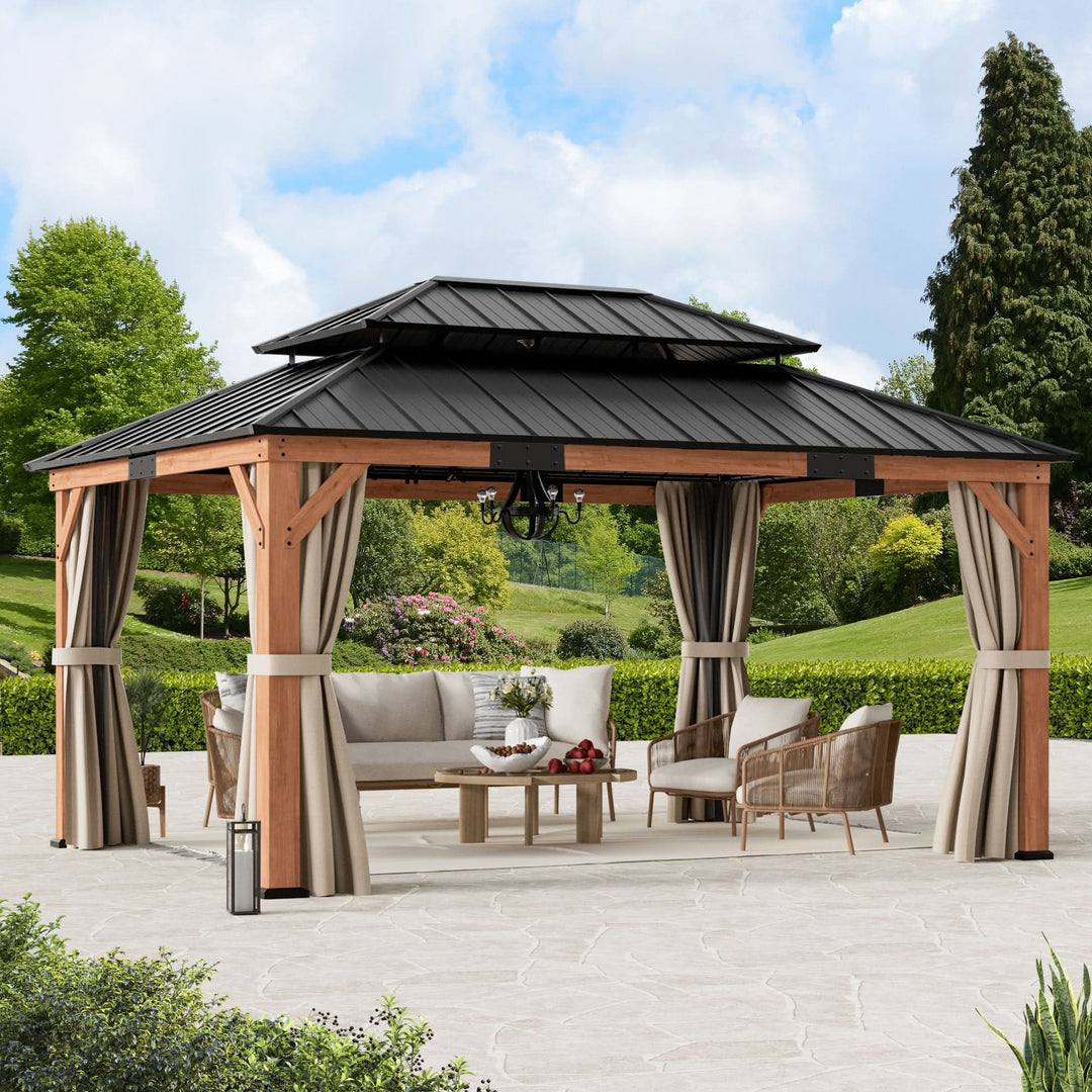 12x16 Rosenholz-Zedernholz-Hartdach-Pavillon