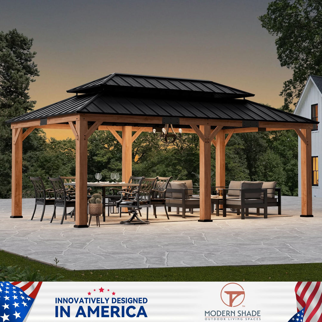 12'x20' Rosewood Cedar Hardtop Gazebo