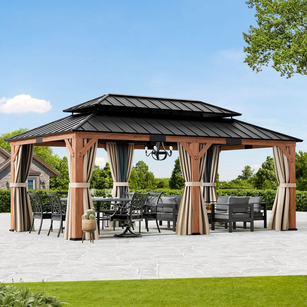 12'x20' Rosewood Cedar Hardtop Gazebo
