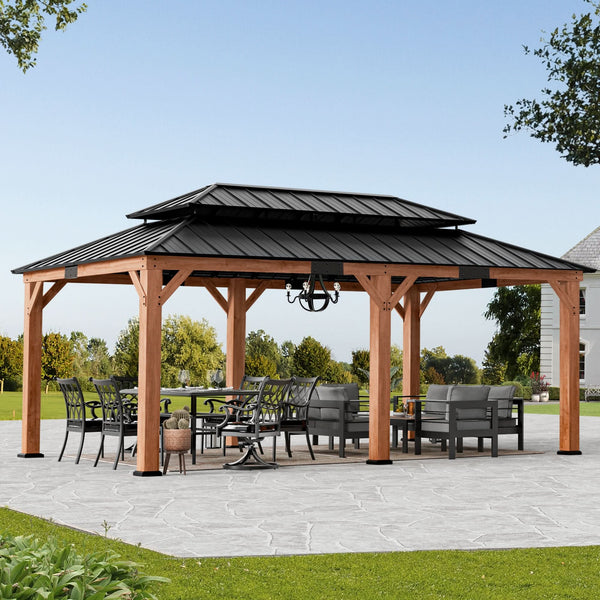 Pavillon mit 3,66 m x 6,10 m Hartholzdach aus Palisander und Zeder