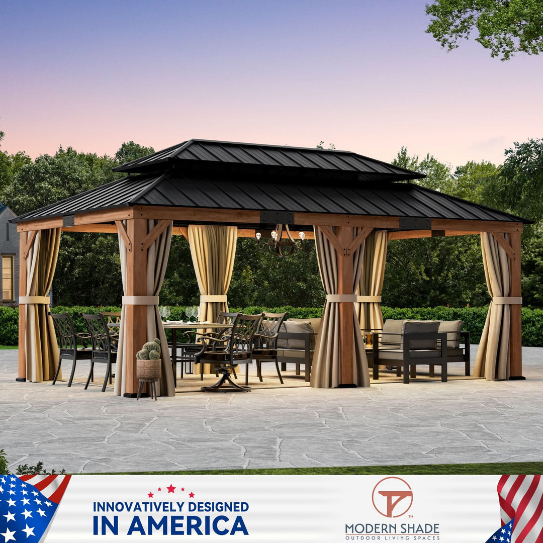 12'x20' Rosewood Cedar Hardtop Gazebo