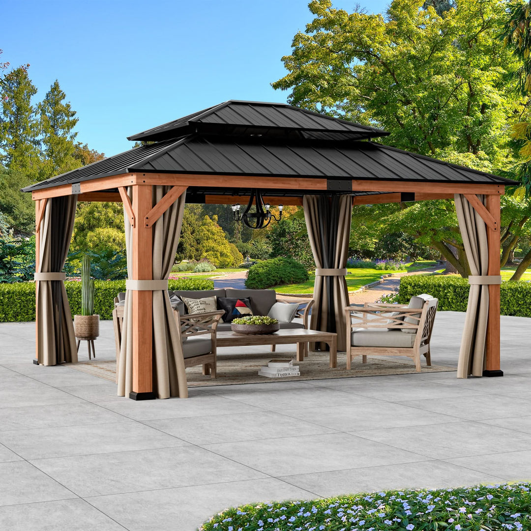 13'x15' Rosewood Cedar Hardtop Gazebo