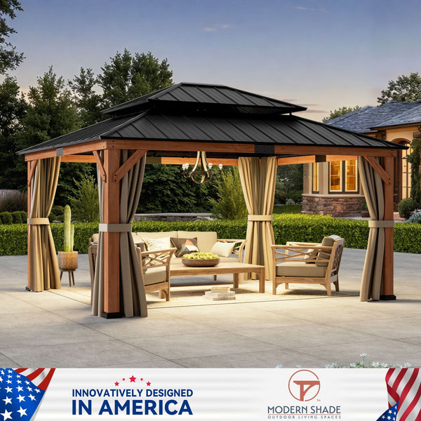 13'x15' Rosenholz-Zeder-Hardtop-Pavillon