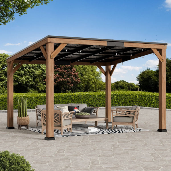 10'x12' Supreme Zedern-Hardtop-Pavillon mit schrägem Dach