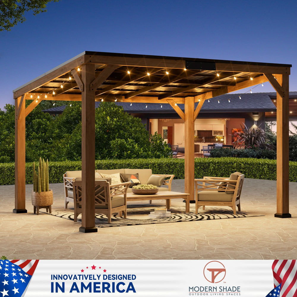 10'x12' Supreme Zedern-Hardtop-Pavillon mit schrägem Dach