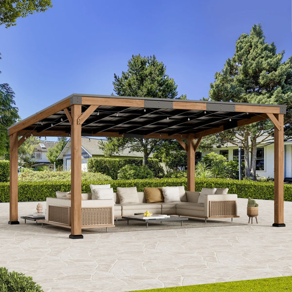 12'x16' Supreme Cedar Hardtop Gazebo mit Schrägdach
