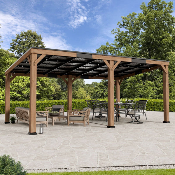 12x20 Fuß Supreme Hardtop-Gartenpavillon aus Zedernholz mit Schrägdach