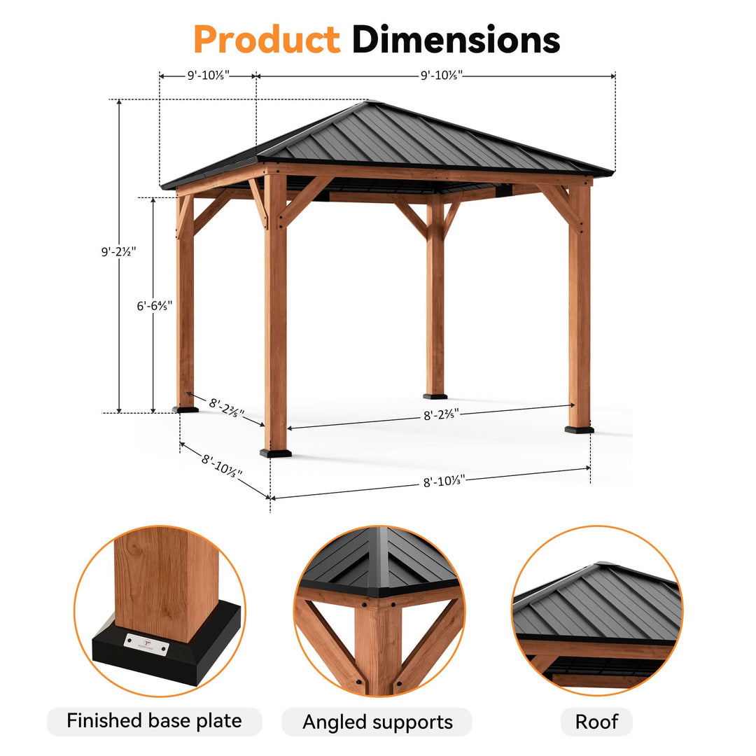 10'x10' Tranquil Grove Zedernholz-Hardtop-Pavillon