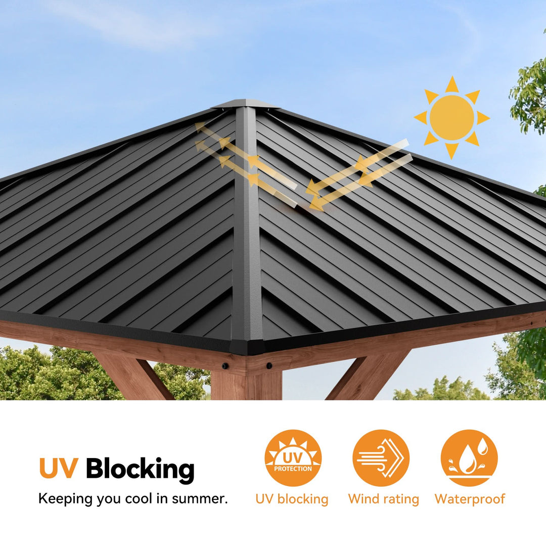 10'x10' Tranquil Grove Zedernholz-Hardtop-Pavillon