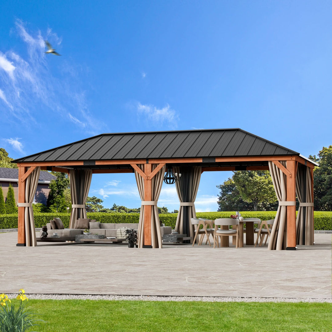 12'x24' Tranquil Grove Zedernholz-Hardtop-Pavillon