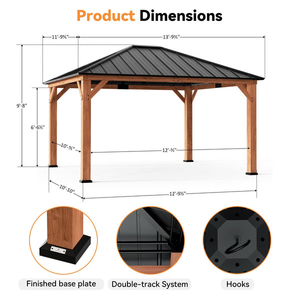 12'x14' Tranquil Grove Zedernholz-Hardtop-Pavillon