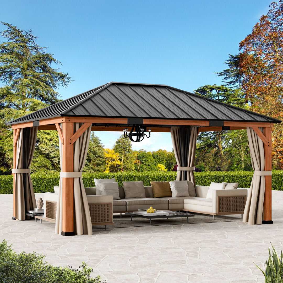 12'x16' Tranquil Grove Zedernholz-Pavillon mit Hartdach
