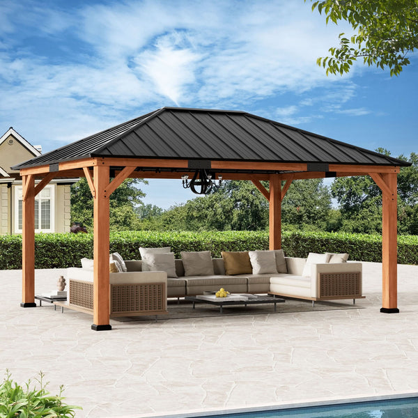 12'x16' Tranquil Grove Zedernholz-Pavillon mit Hartdach