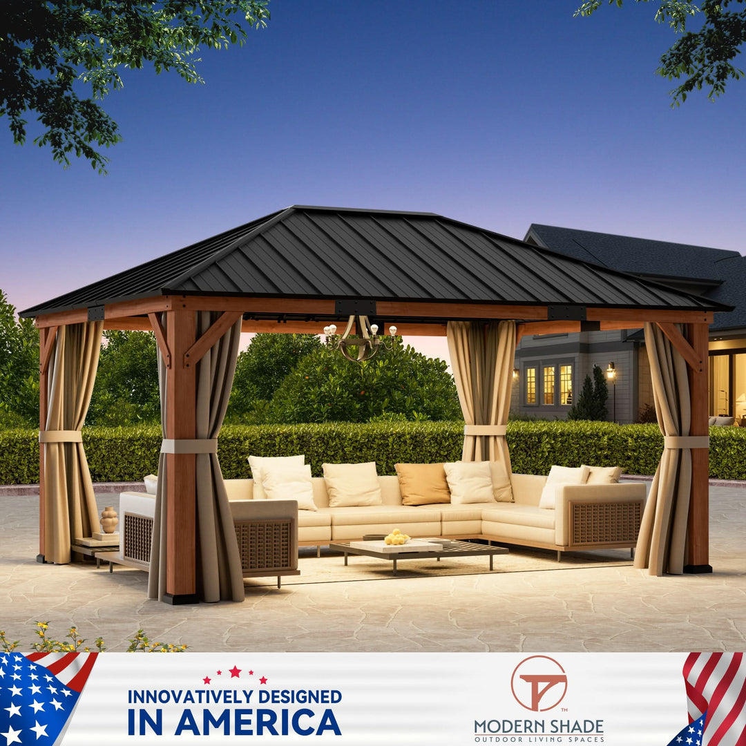 12'x16' Tranquil Grove Zedernholz-Pavillon mit Hartdach