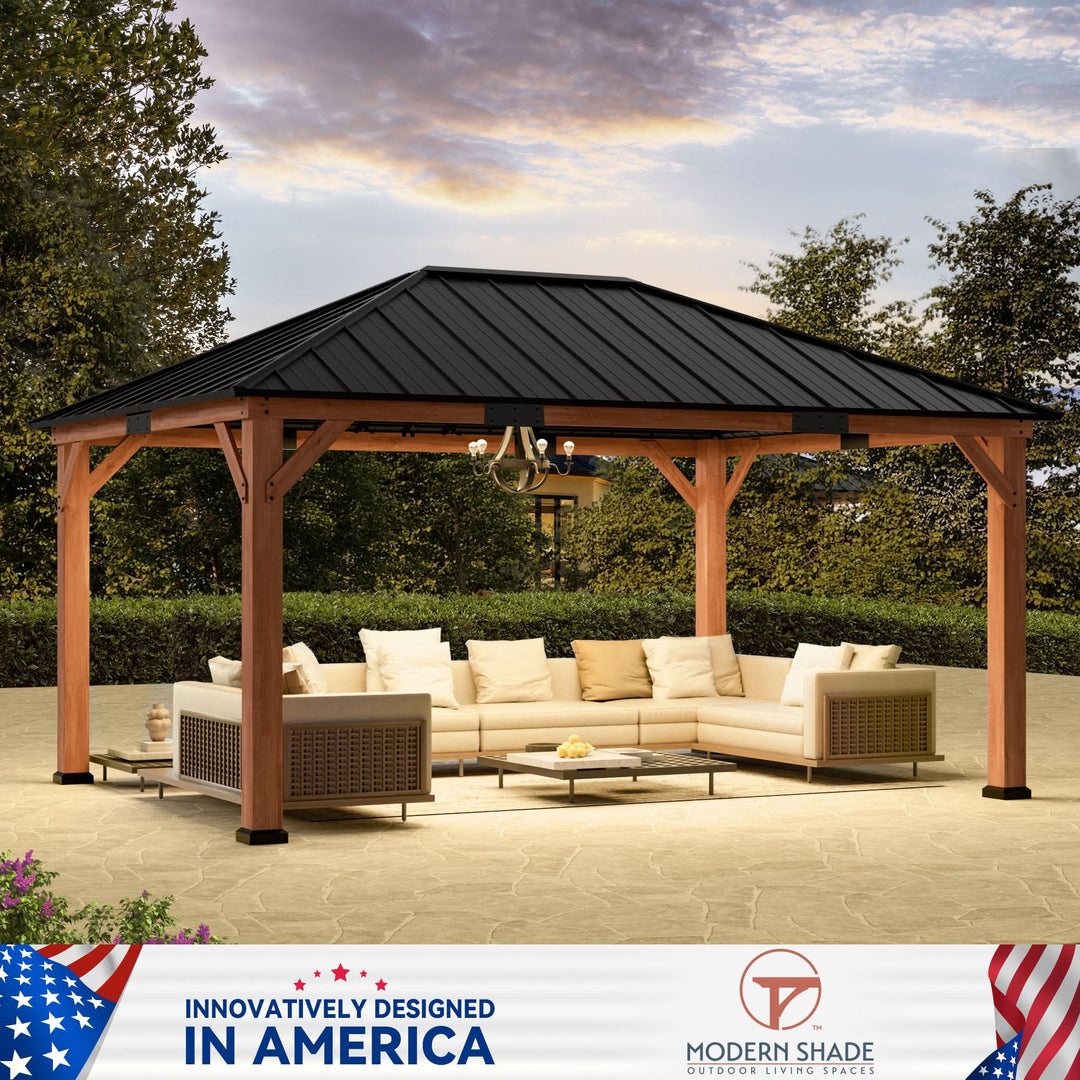 12'x16' Tranquil Grove Zedernholz-Pavillon mit Hartdach
