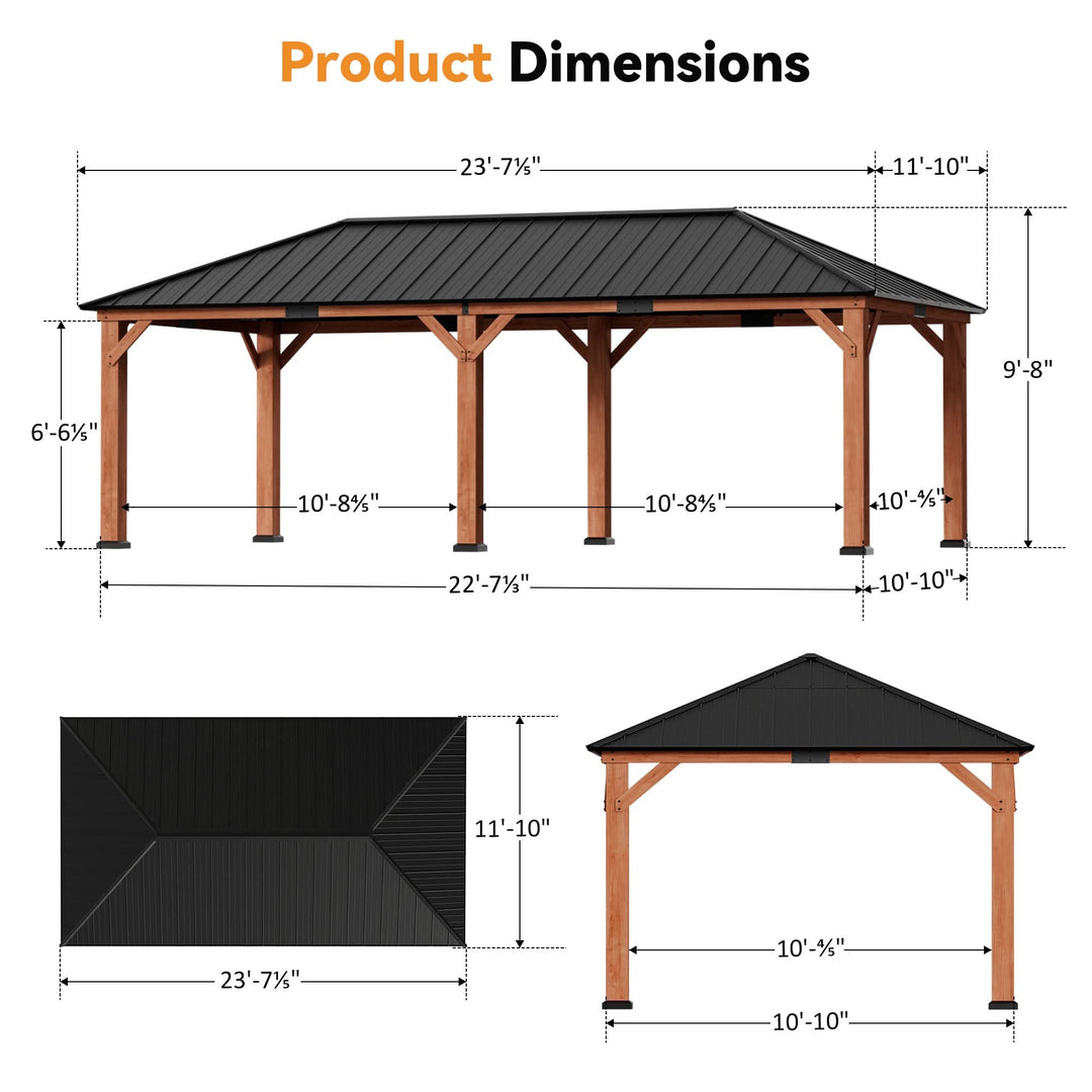 12'x24' Tranquil Grove Zedernholz-Hardtop-Pavillon