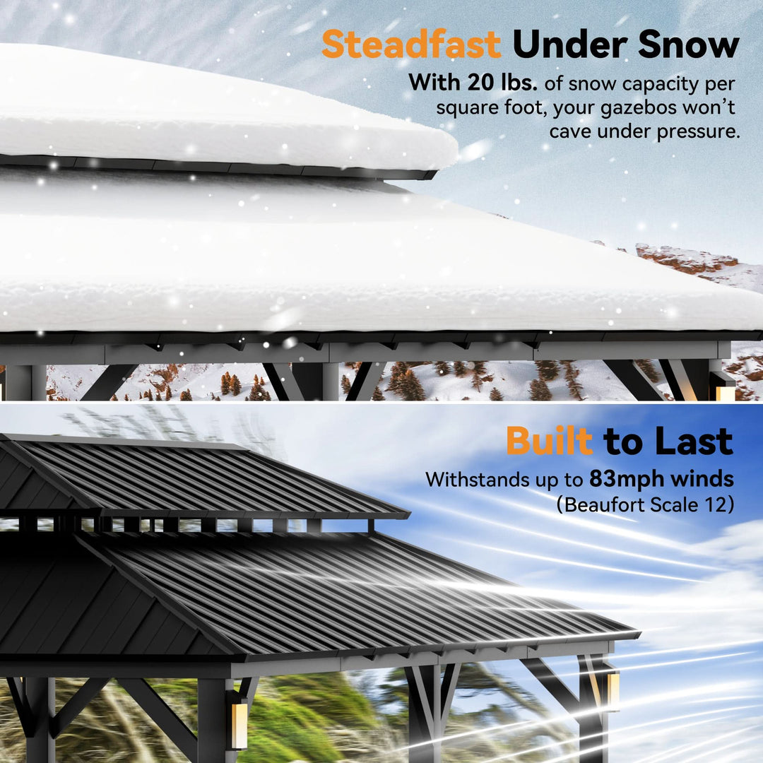 12'x24' The Horizon Metal Hardtop Gazebo